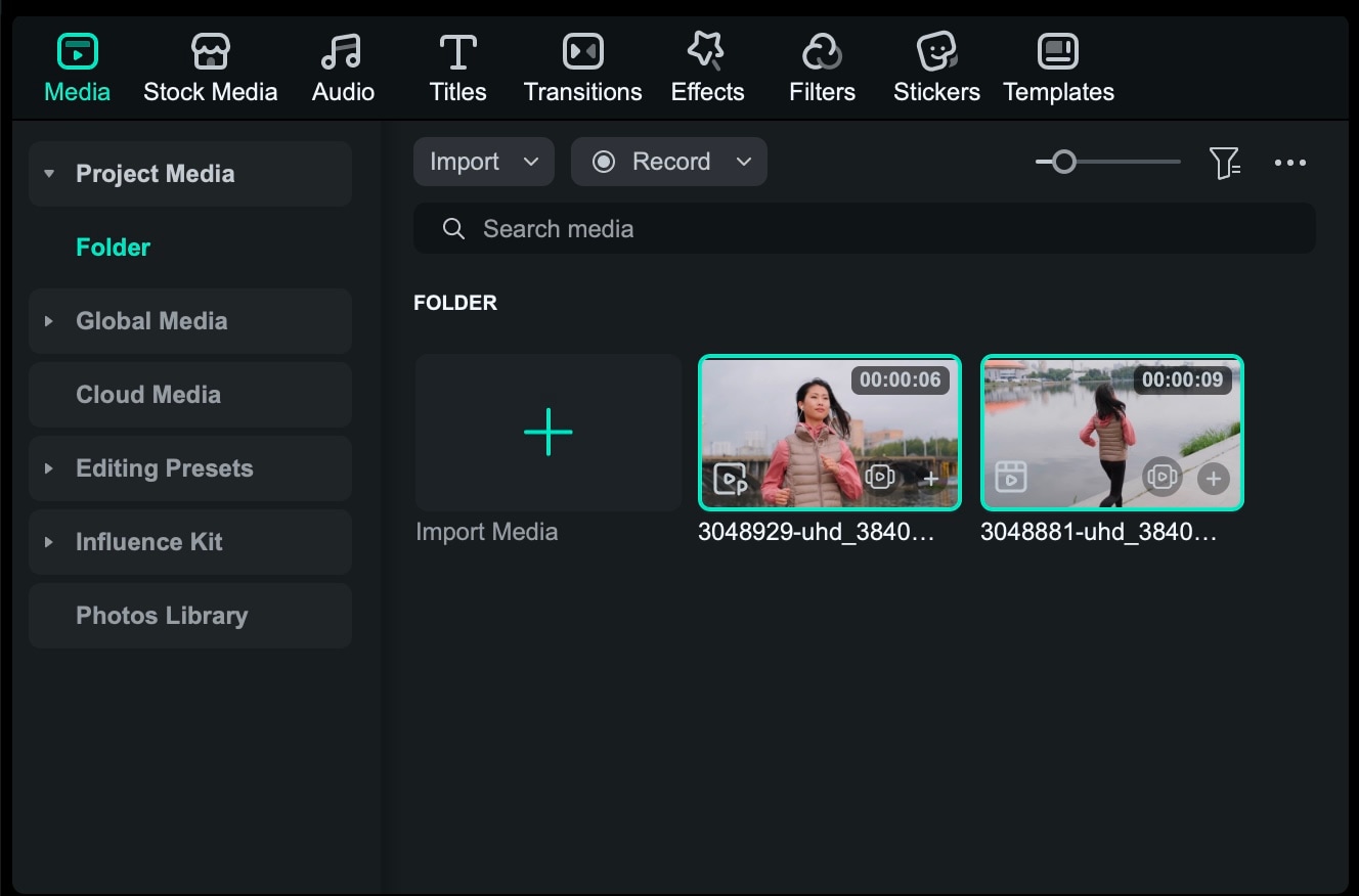 importer des clips ou des images dans Filmora