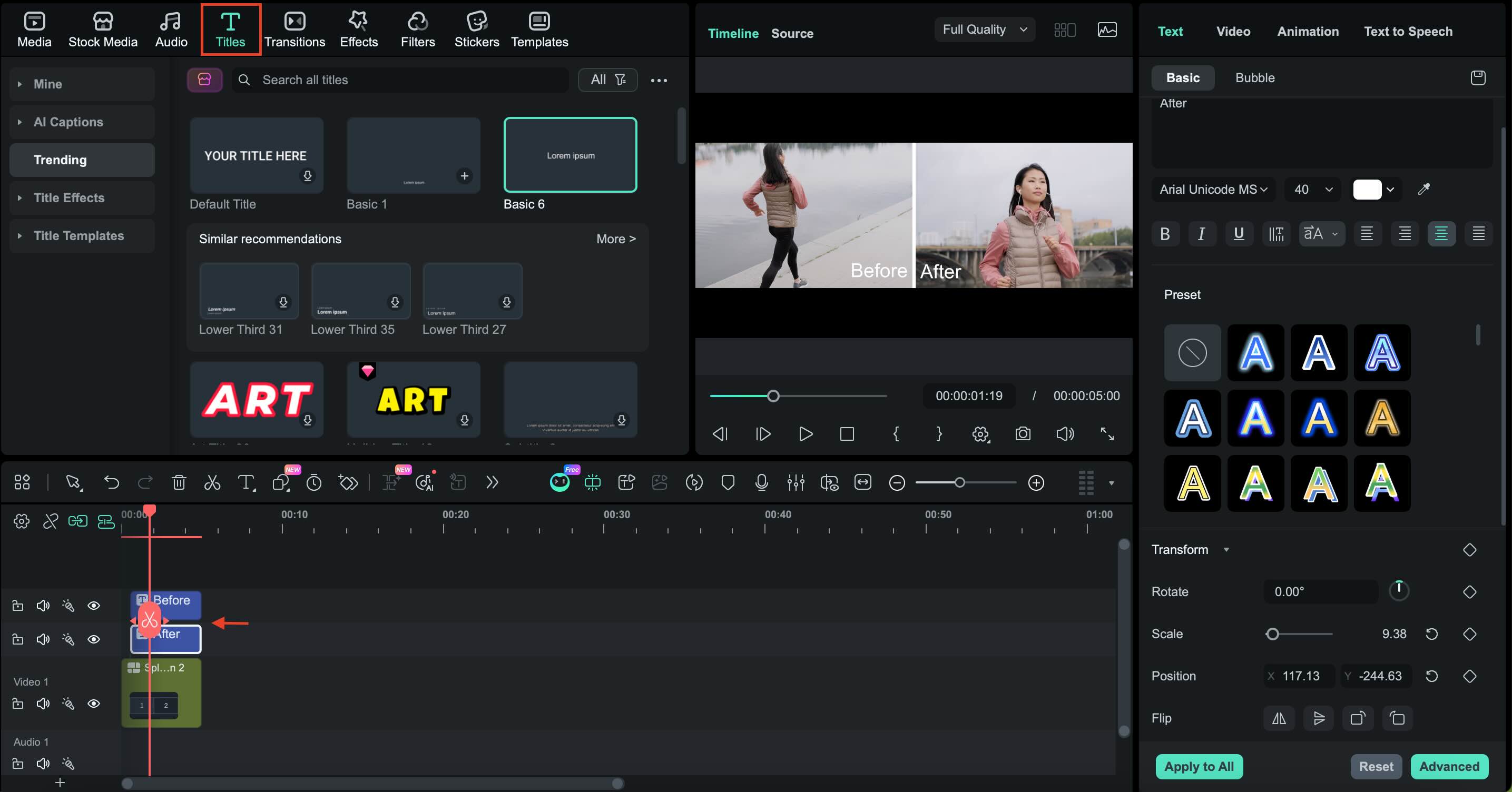 ajouter des textes avant et après