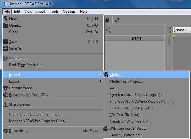  Importing Clips vegas pro 15