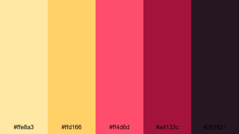 berry saffron luxe yellow red color palette with hex codes