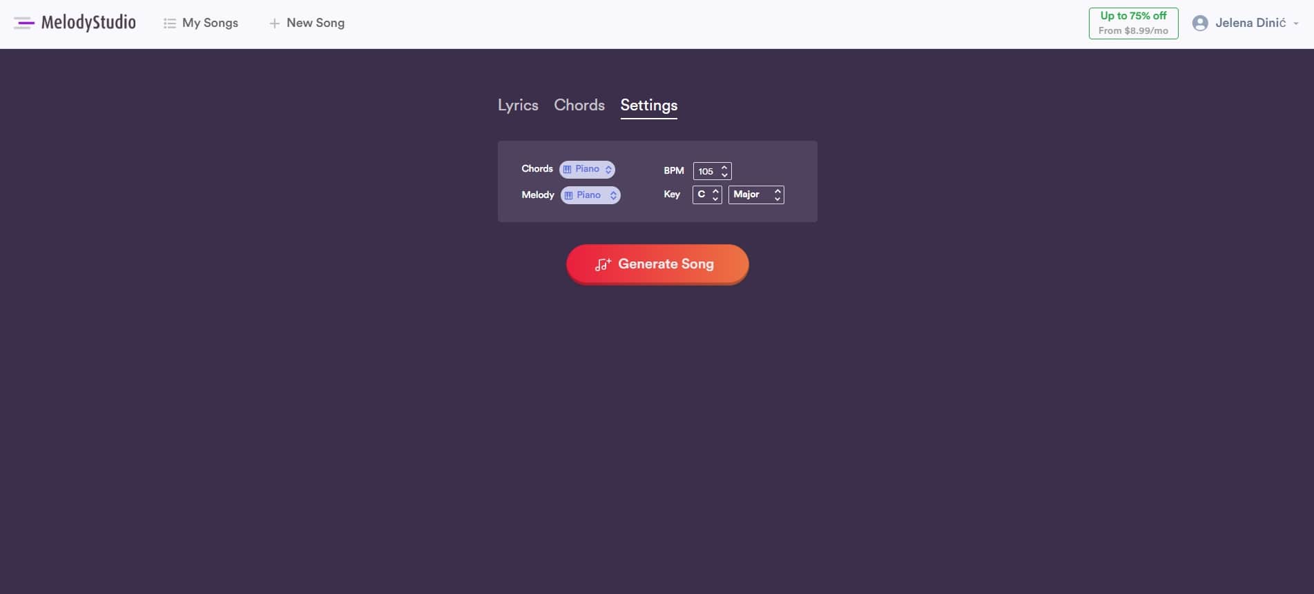 adjust settings in melody studio