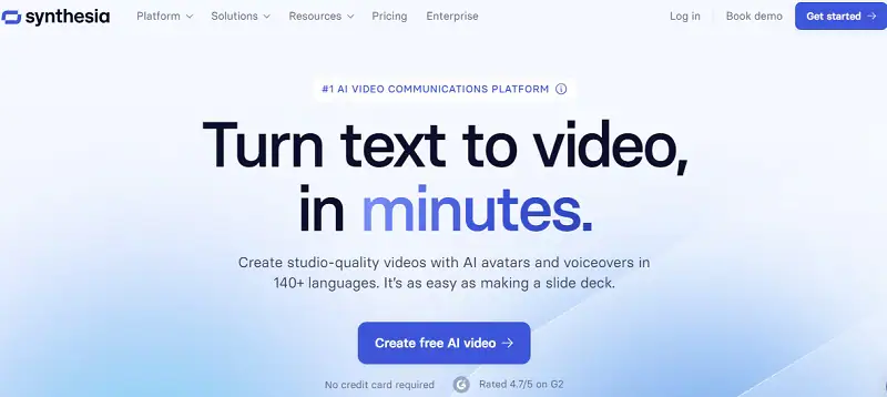 synthesia as top ai text-to-video tools