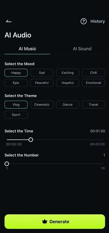 filmora music generator