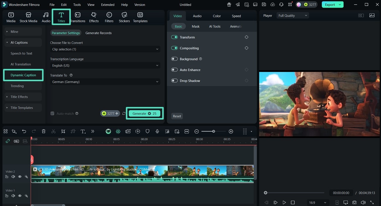 apply ai dynamic captions