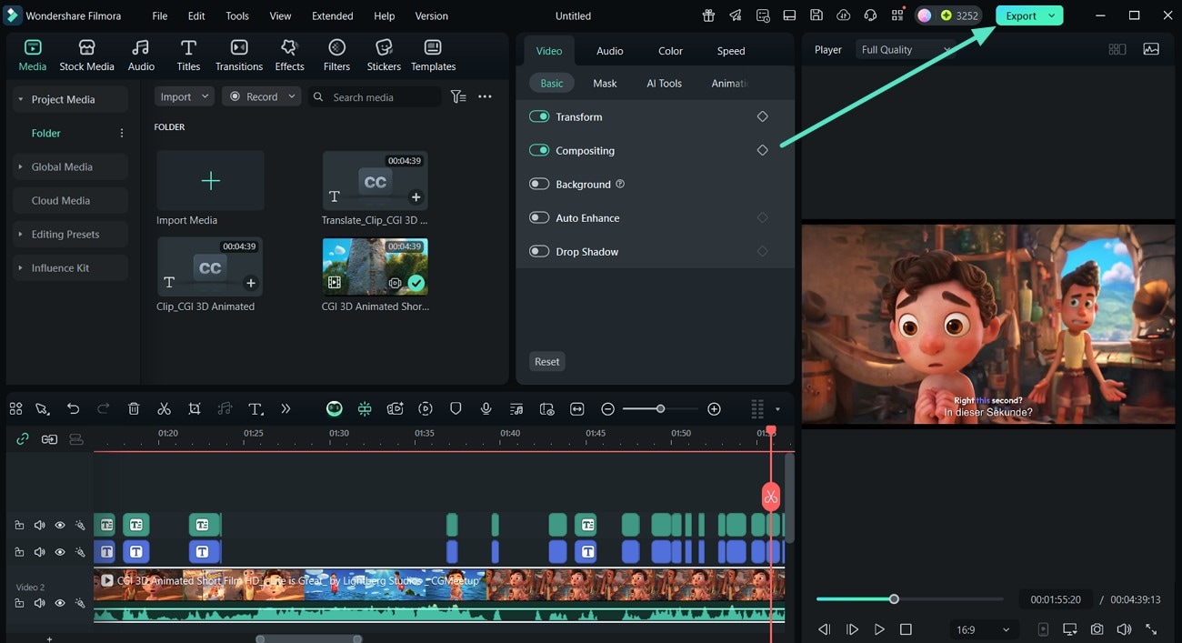 preview anime content captions and export