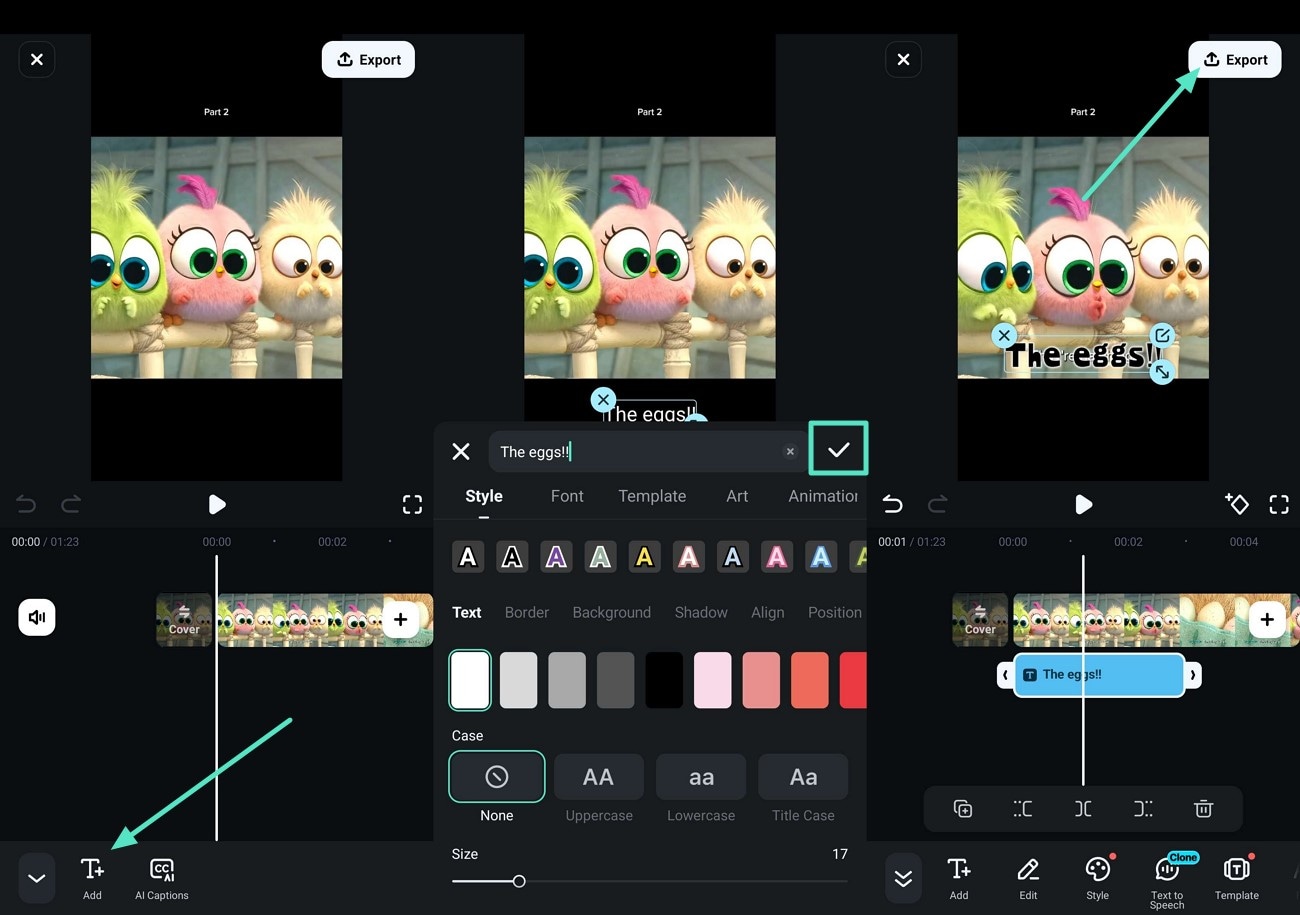 manually add text captions