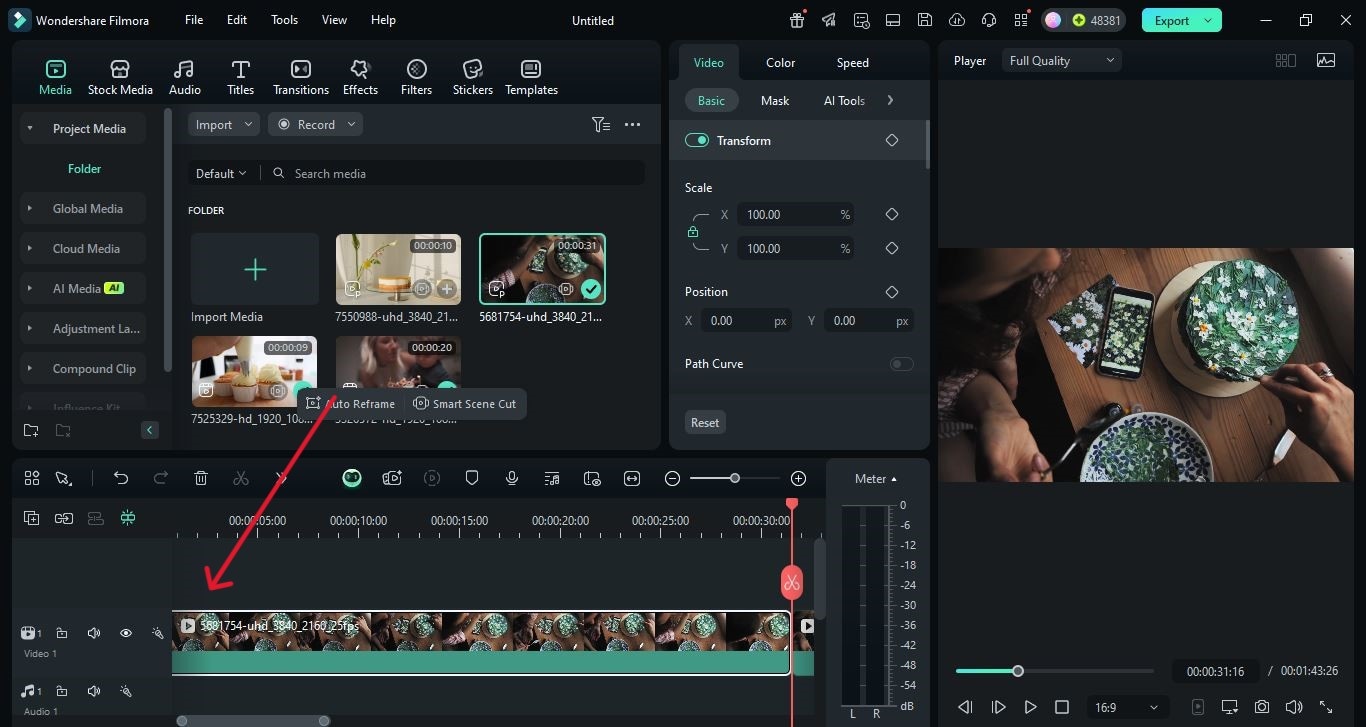 edit cake decorating video in filmora