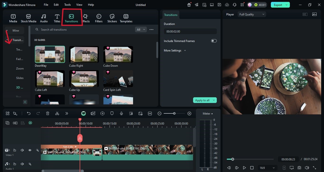 add transitions to your video