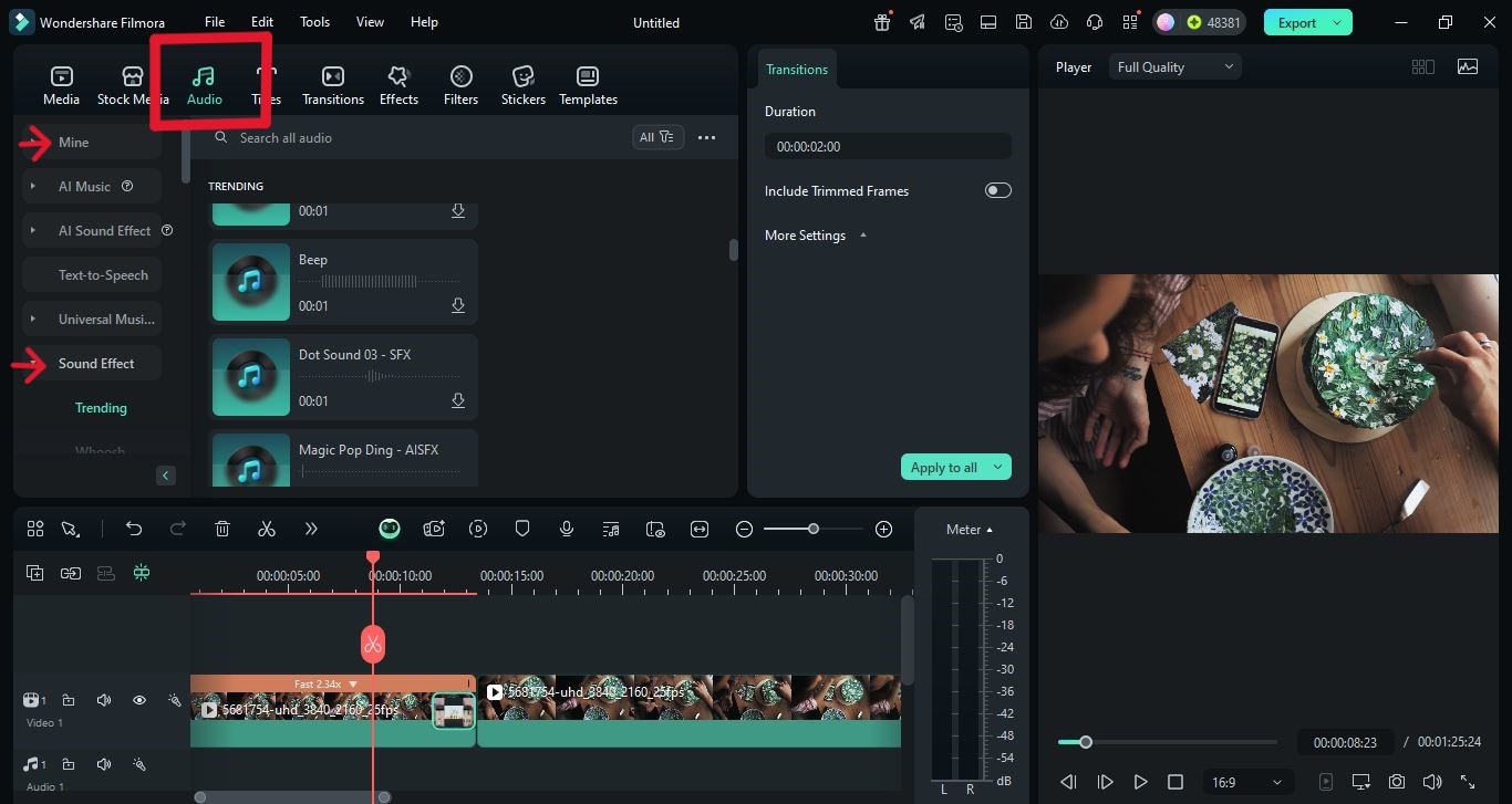 how to add music in filmora