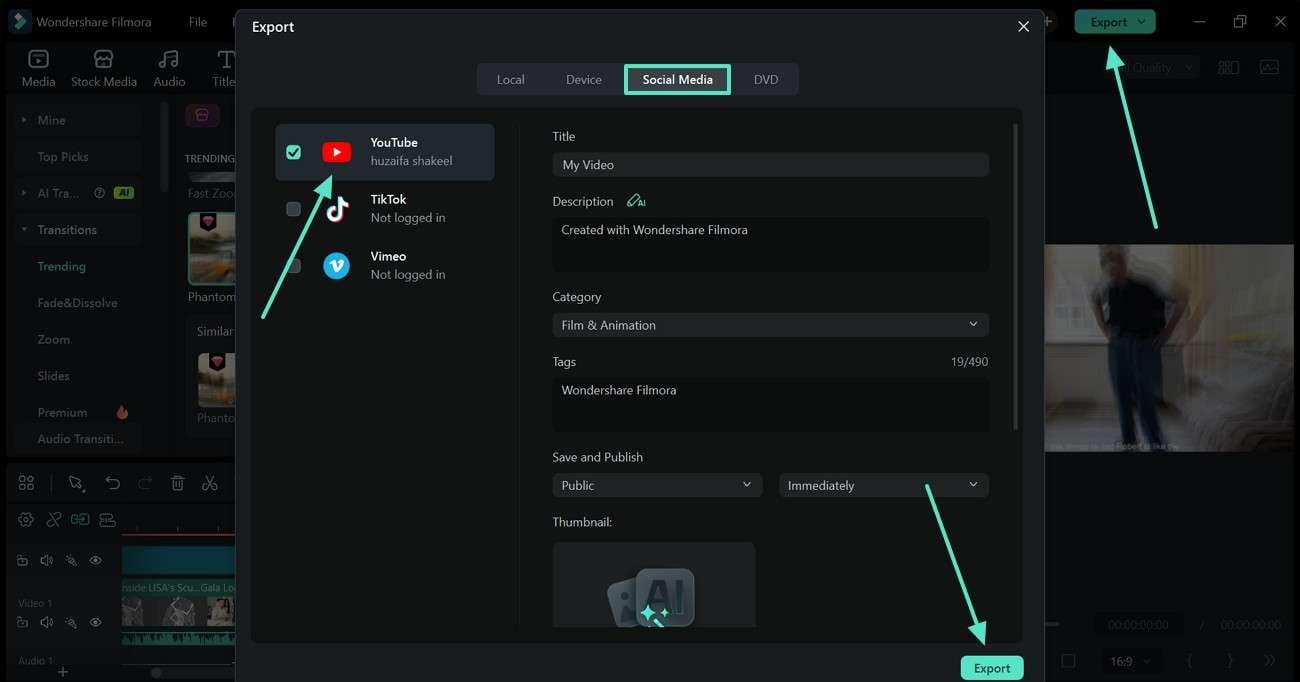 publish video on youtube