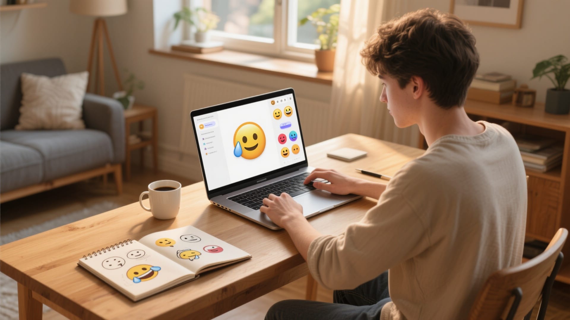 person designing custom emoji