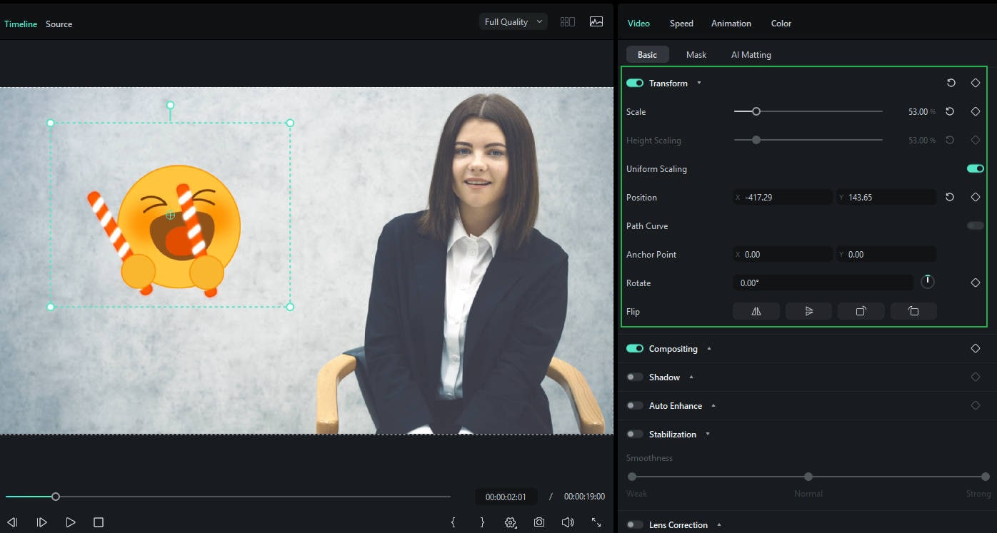 adjust your emoji in videos