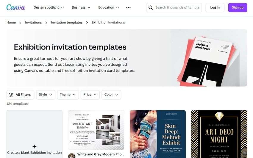 canva’s exhibition invitation templates