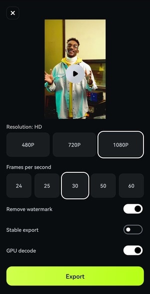 customize export settings