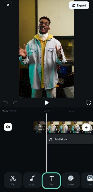 open the text toolbar