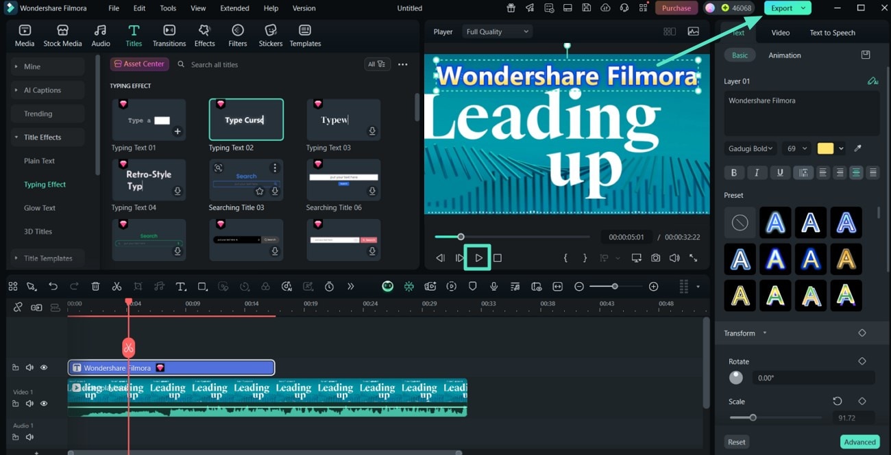 play and preview video to export