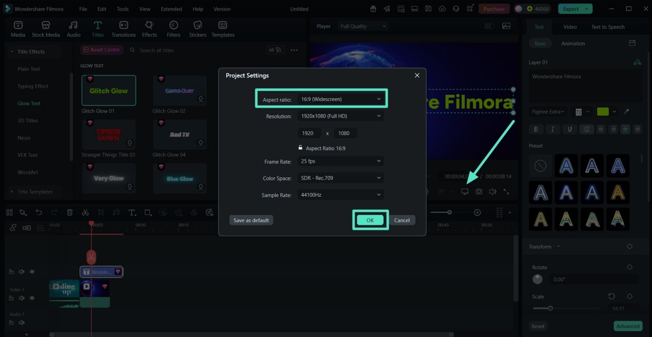 adjust aspect ratio click ok