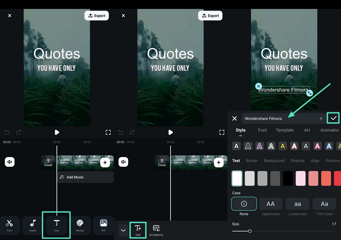 add text edit text properties