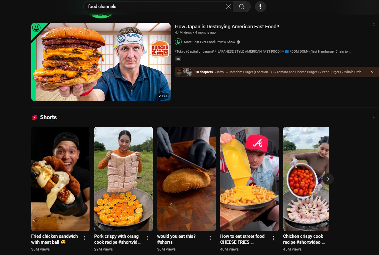 youtube food channels