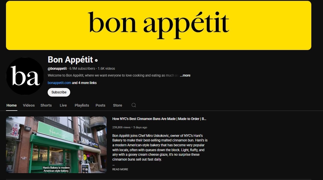 bon appétit channel