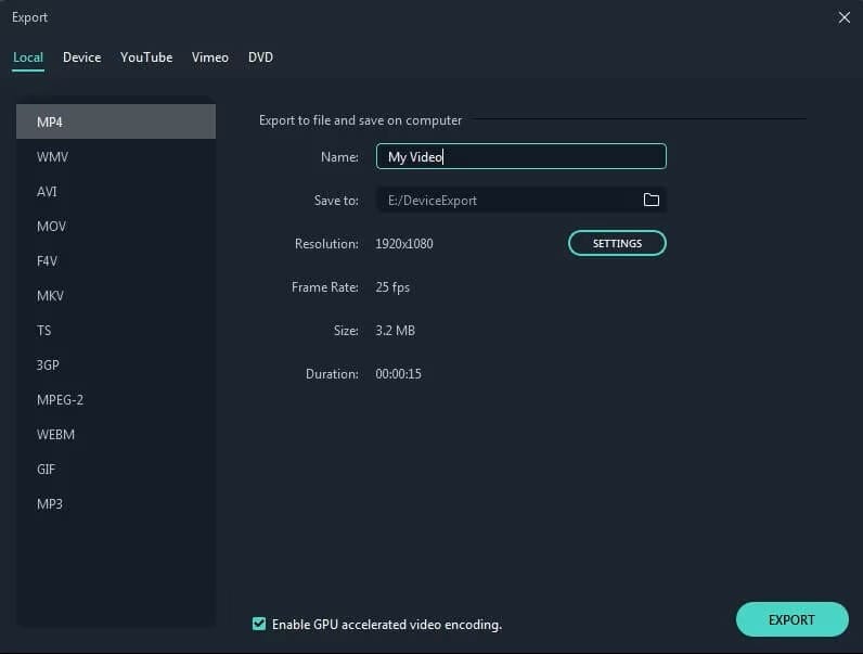 Wondershare Filmora best format export presets and publishing.