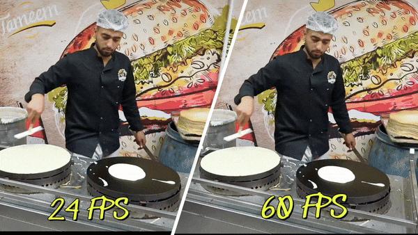 comparison of 24 and 60 fps