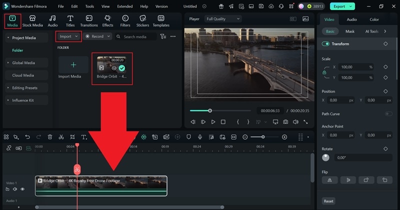 drag your 4k video to timeline