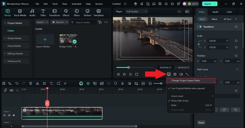 click desktop icon for project settings