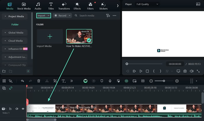 ajouter des fichiers vidéo à filmora