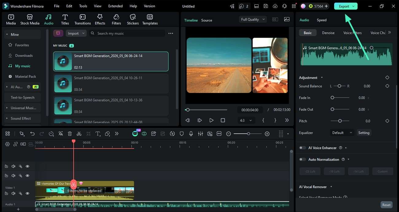 press export when done