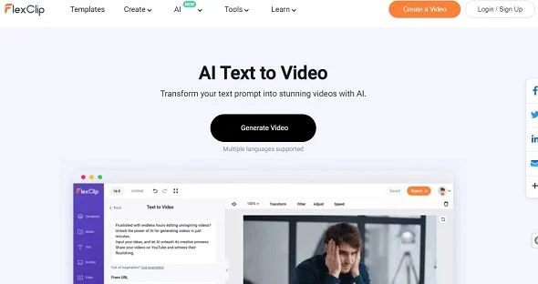 flexclip text to video ai tool