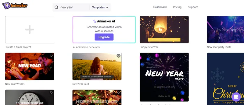 animaker new year video maker templates