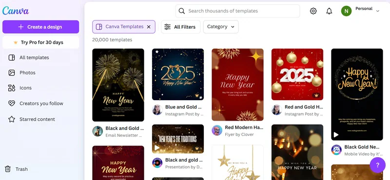 canva new year video maker templates