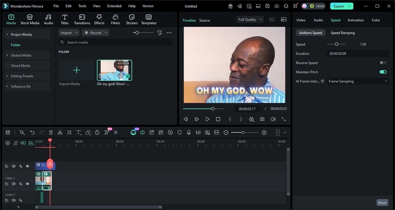 speed adjustment for meme filmora