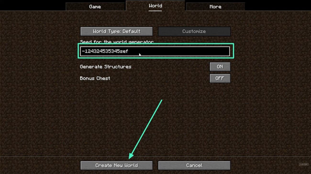 paste seed create world