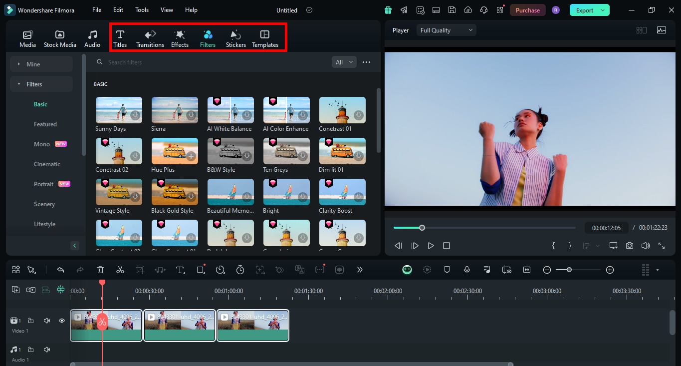 edit video in the timeline