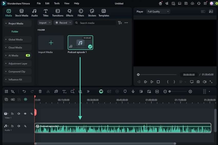 add the audio to the timeline