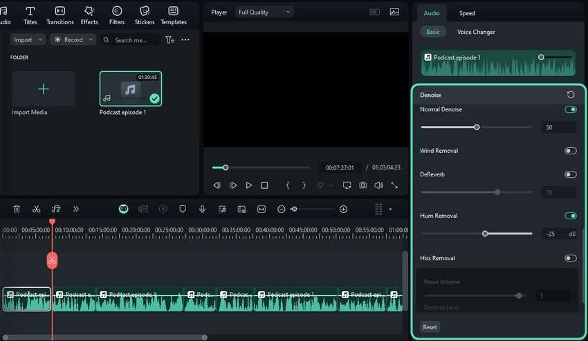 denoise the audio