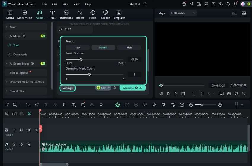 adjust the music settings