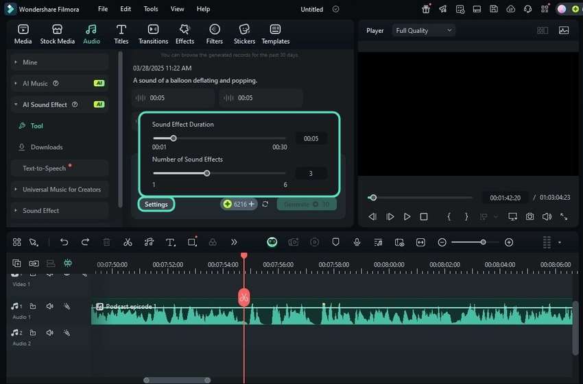adjust the sound effect settings