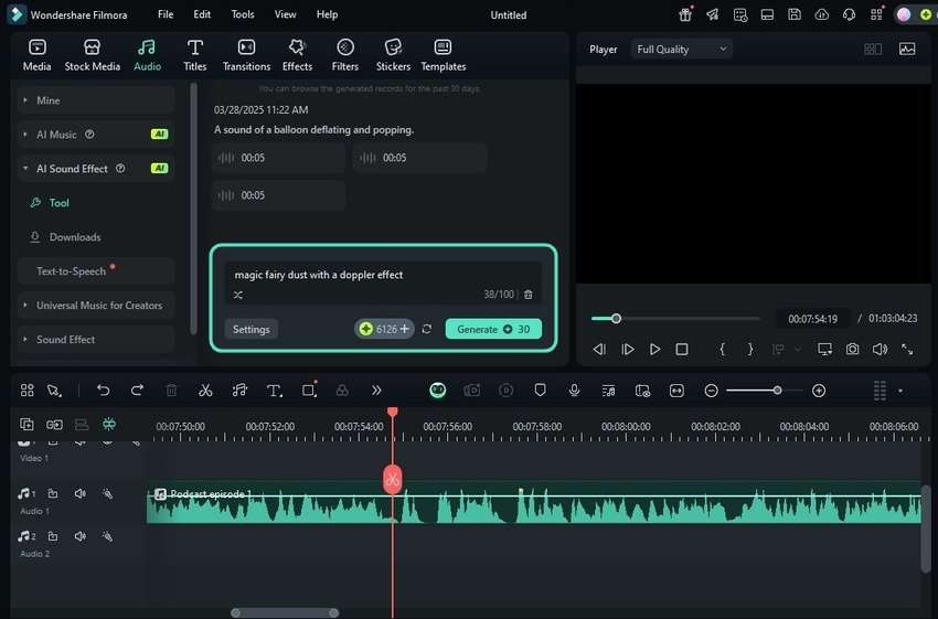 describe and generate a sound effect