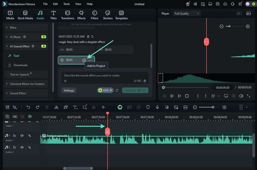 add the sound to the project