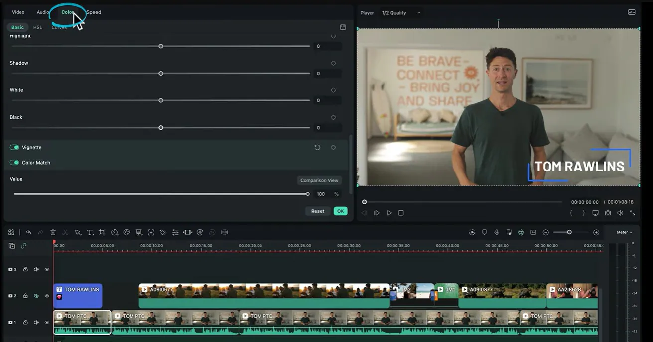 how to color grade the product demo video