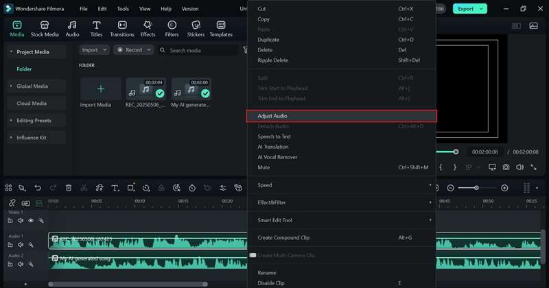 select adjust audio