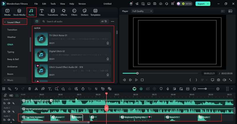use sound effects from filmora library