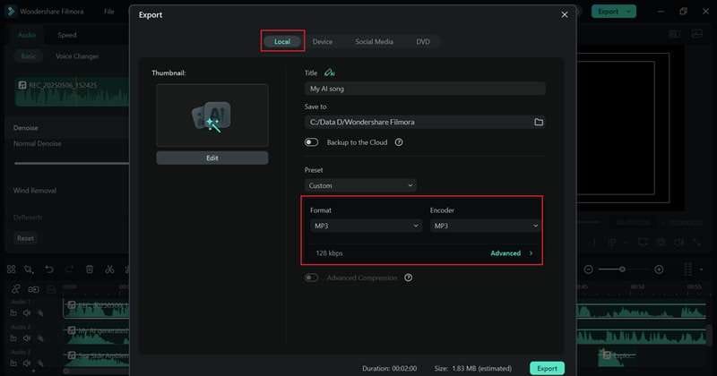 save your project as audio file