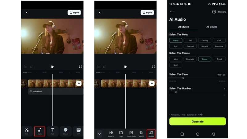 how to use filmora music generator