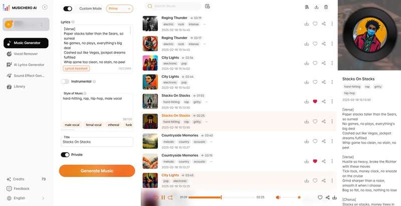musichero generator online using prompts