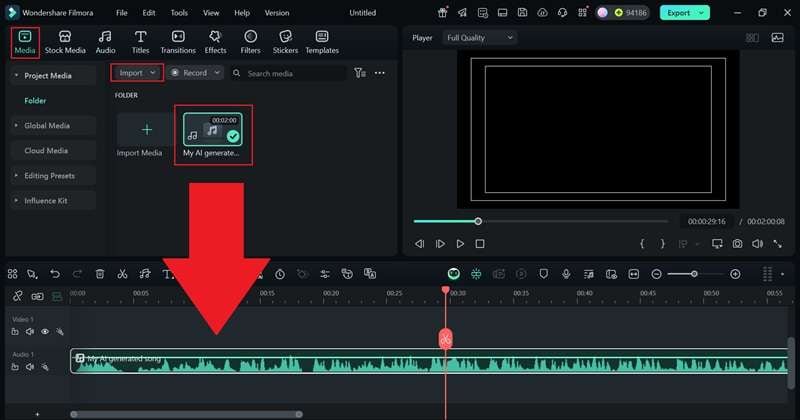 import ai songs to timeline