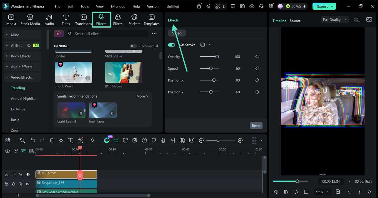 apply and customiza video effects